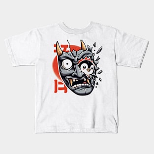 Oni Mask Penguin Kids T-Shirt